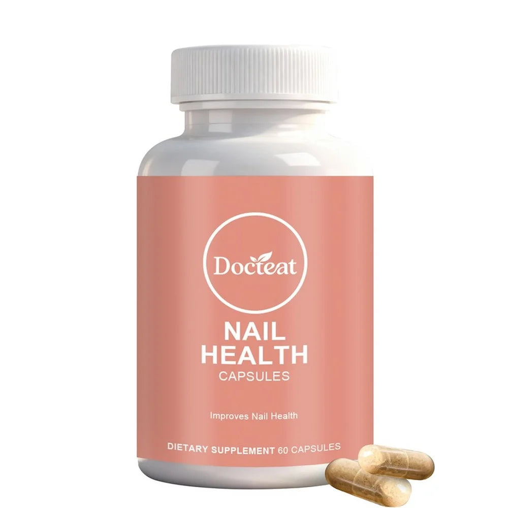 Docteat Nail Health Capsules with Biotin Zinc Vitamin C D3 E Supports Nail Skin Hair and Collagen 60 Capsules Dietary Supplement