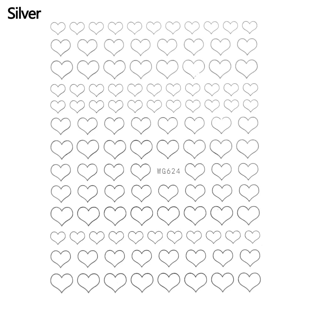 Shiny Gold Star Moon Sun Nail Stickers for Manicure Accessories Heart Feather Animals Printing Self Adhesive Nail Wrap