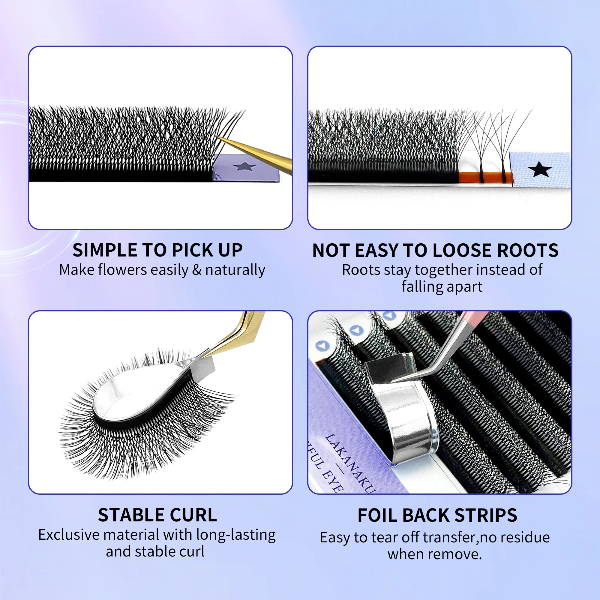 LAKANAKU Fio 5W Shaped Eyelashes Extension 6 Trays Volume Egipcio Soft Individual Premade Volume Fans Cilios Lashes