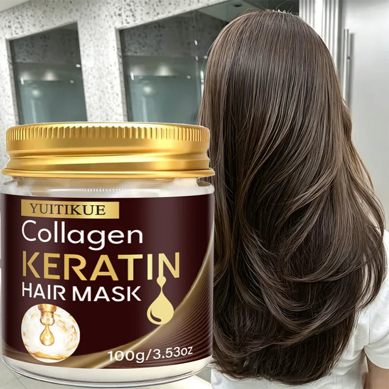 YUITIKUE100g Collagen Keratin Hair Mask, Deep Repair & Nourishing Care for Dry Damaged Hair, Smoothing & Frizz Control Treatment