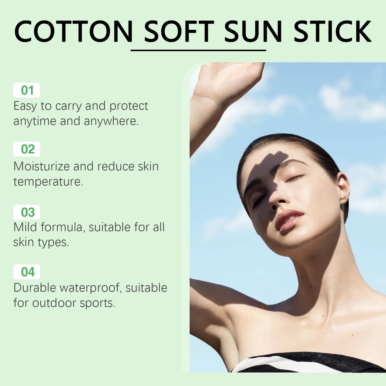 Cotton Soft Sun Stick Protector Solar Matte SPF50 Anti UV Isolation Moisturizer Refresh Lightweight Sunblock Face Body Sunscreen