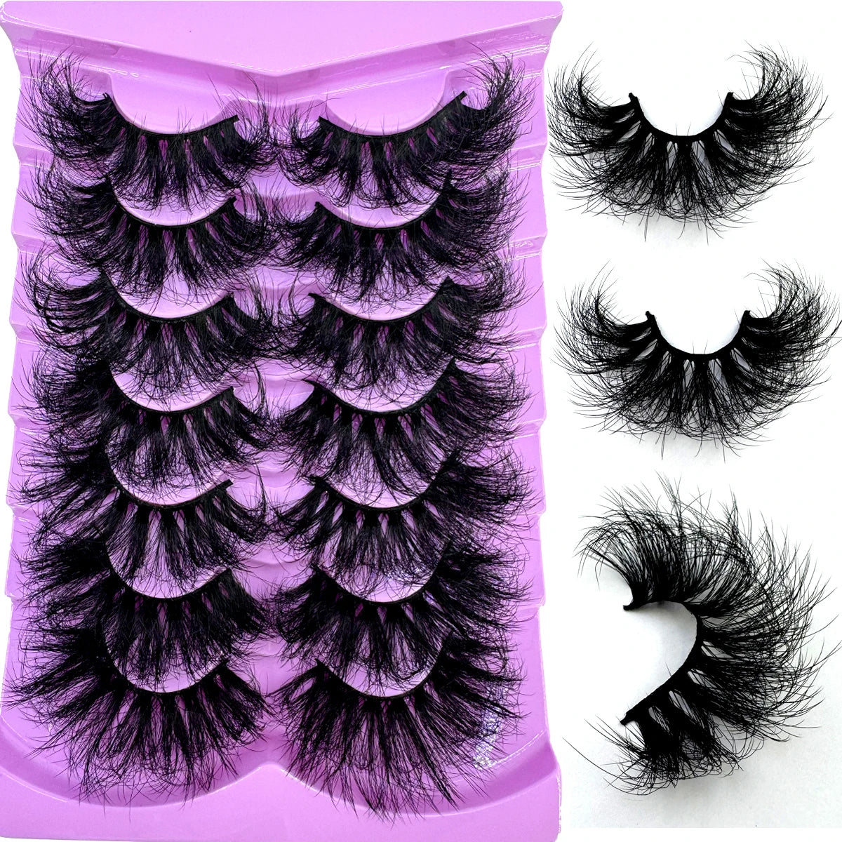 7 Pairs Fluffy Lashes 10-25mm 3D Mink Lashes Long Thick Natural False Eyelashes Wholesale Lashes Vendors Makeup Mink Eyelashes