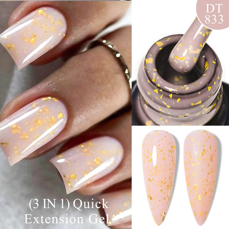 MEET ACROSS 7ml Dark Color Glitter Top Coat Gel For Nails Brocade Powder 2 In 1 Chameleon Nail Art Gel Varnish Manicure