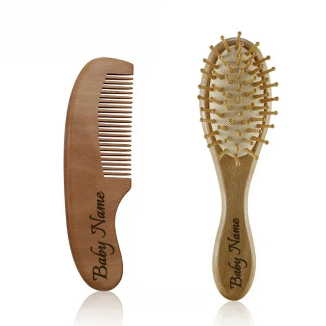 Wooden Baby Brush Wool Comb New Born Hair Brush Infant Head Massager Bath Brush Comb for Kids