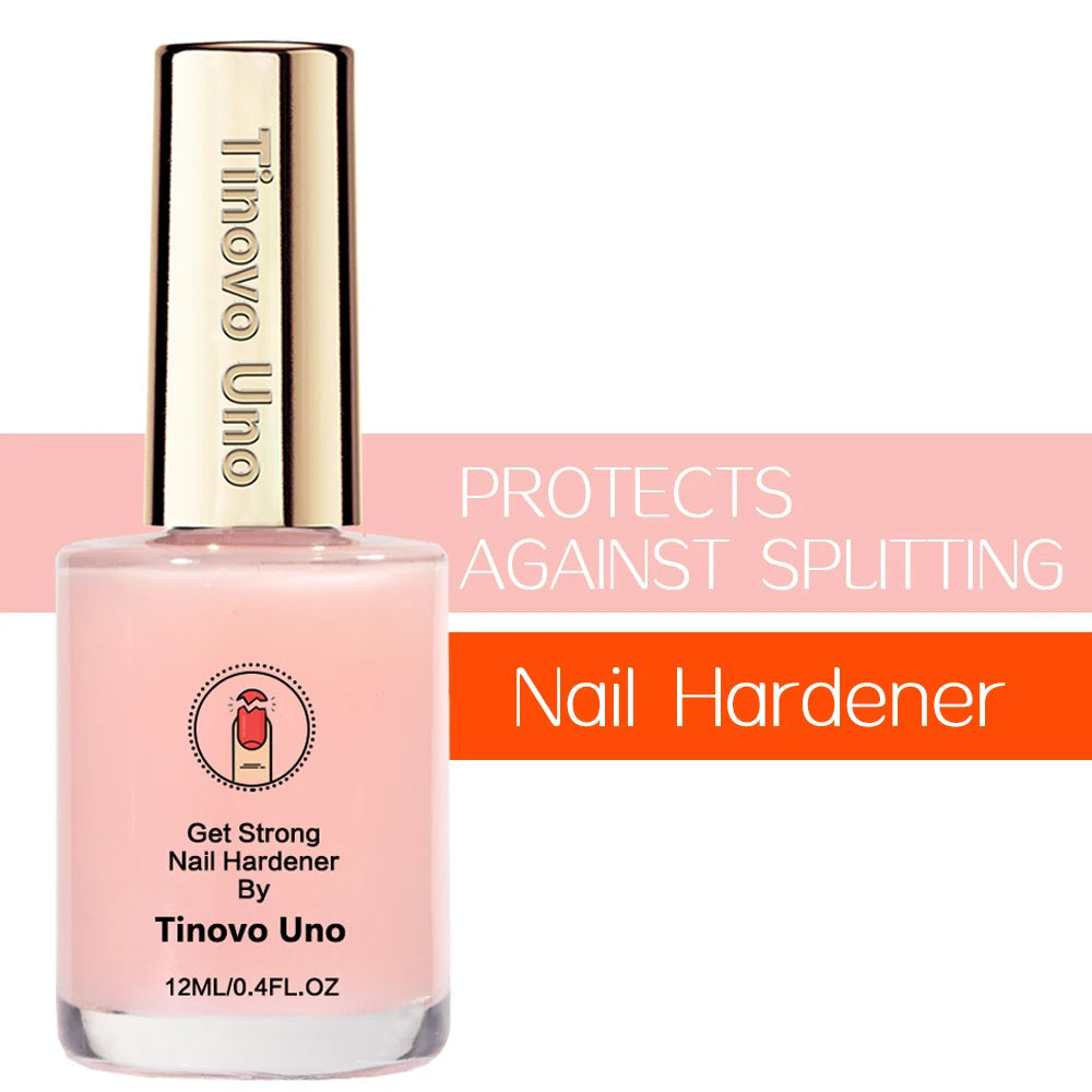 Tinovo Uno Pink Nail Hardener 12ml Decorative Nails Natural Sheer Pink Nail Strengthener Growth Polish Natural Dry Get Stronger
