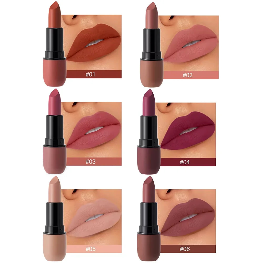 Matte Lipstick Long-Lasting Waterproof Classic High Pigment Velvet Topcoat Lip Cosmetics