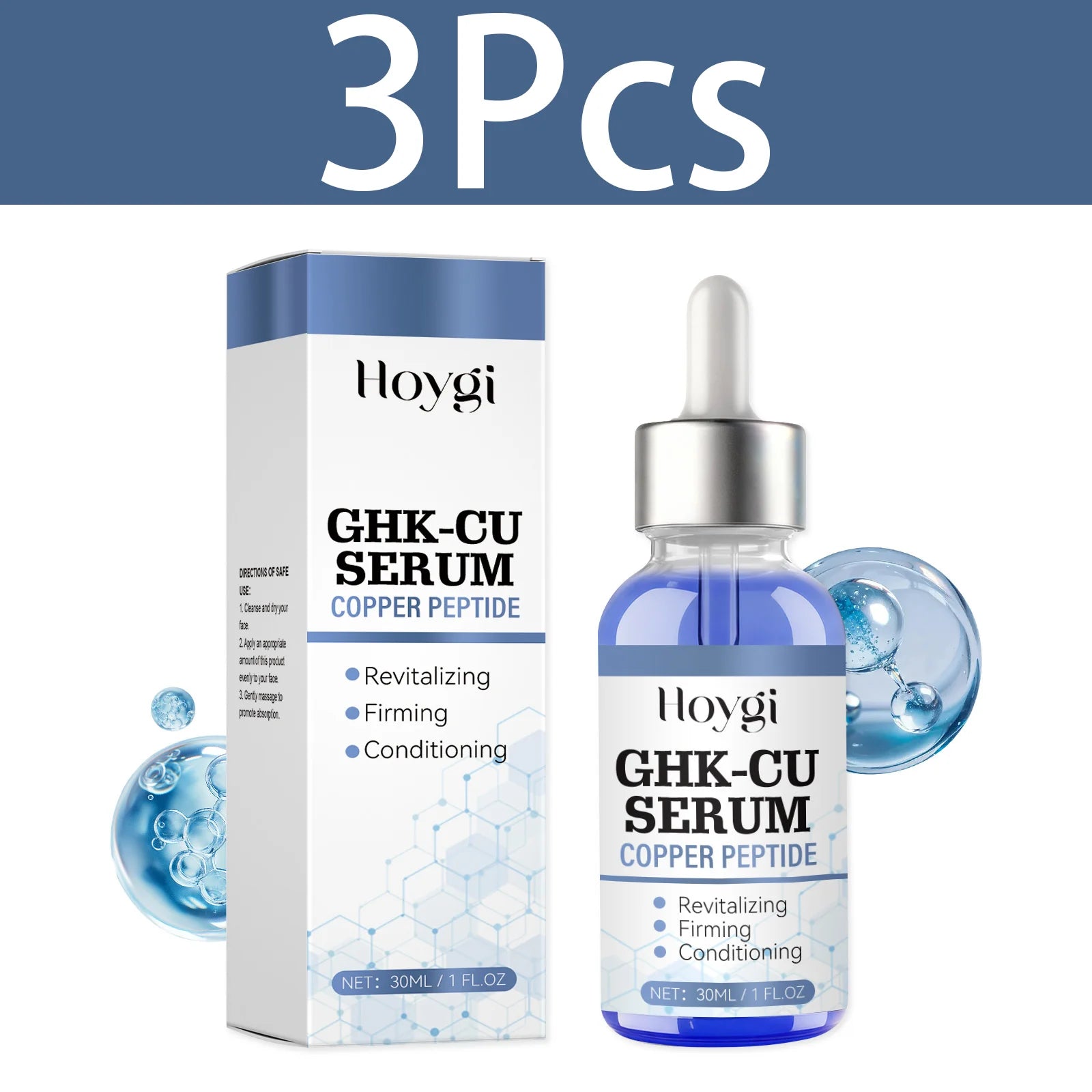 HOYGI Hyaluronic Acid Facial Essence Deep Moisturizing Face Skin Serum Hydrolyzed Collagen Anti Aging Copper Peptide Serum Care