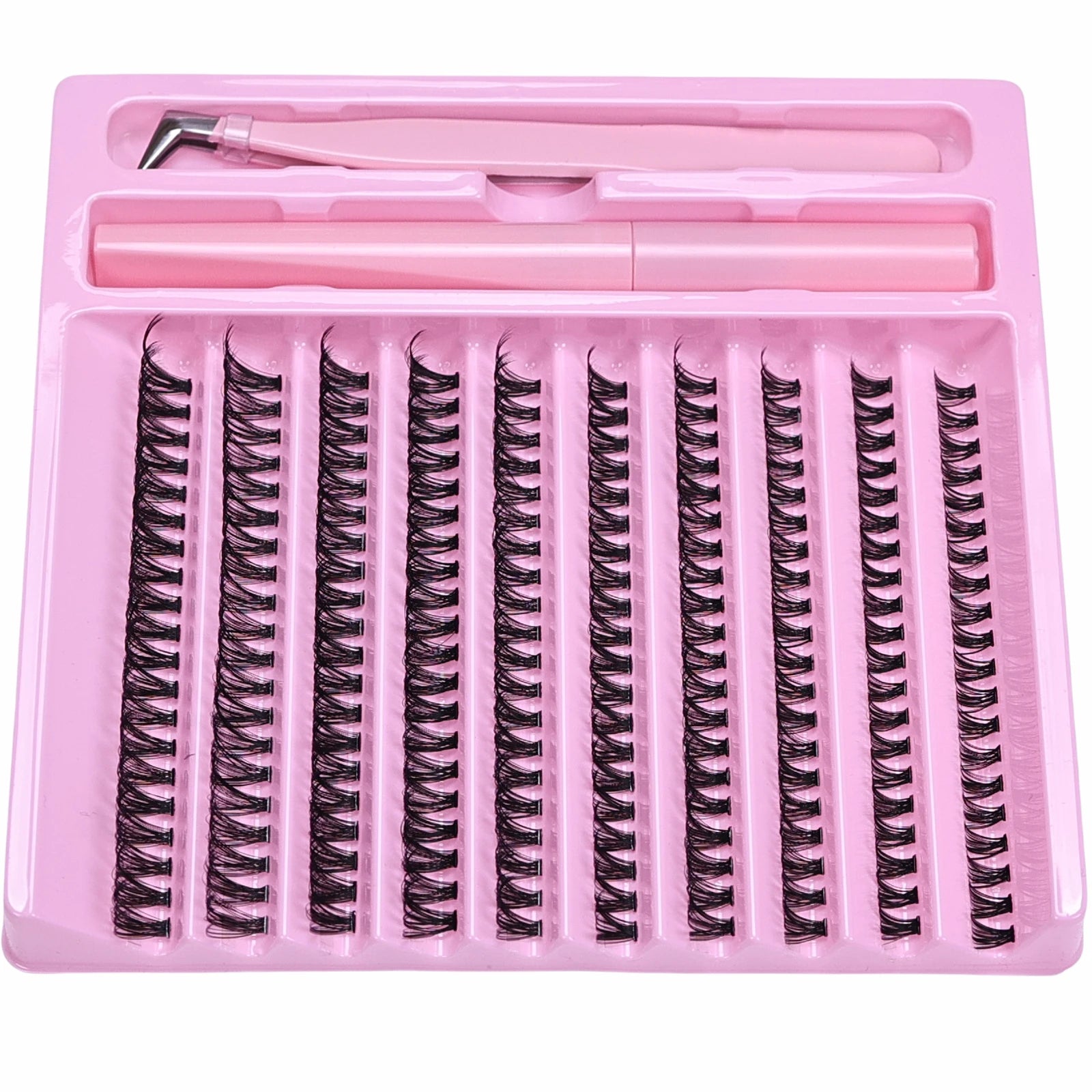 DIY Lash Extension Kit 200pcs Lash Clusters Wispy D Curling False Eyelashes with Bond And Tweezers for Professional And Home Use