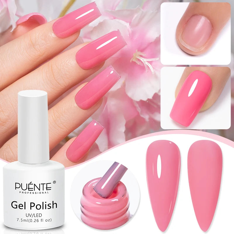 PUENTE 5ml Flower Fairy Gel Nail Polish Pink Blue Purple Natural Dried Flowers Gel For Nail Art Soak Off UV Varnish For Manicure