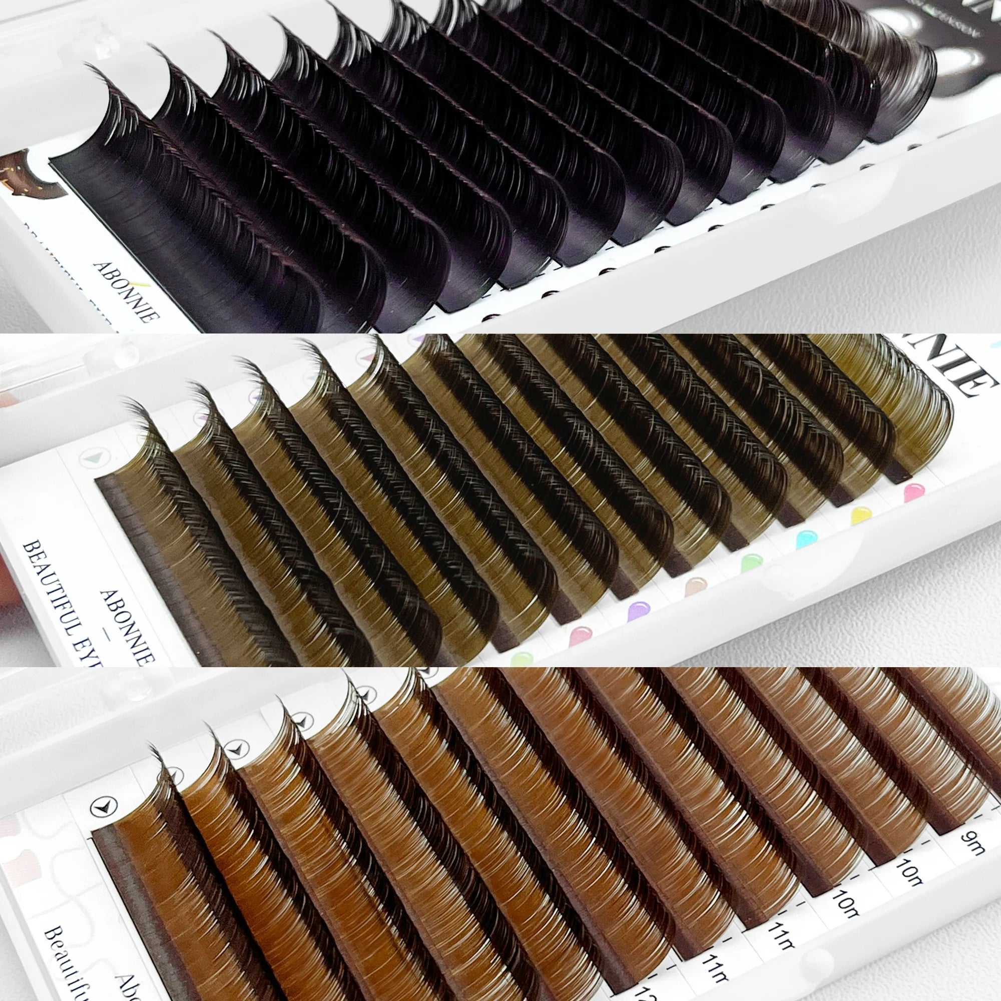 Abonnie 0.03 CC Curl Brown Classic Individual Eyelashes Russian Volume Lashes