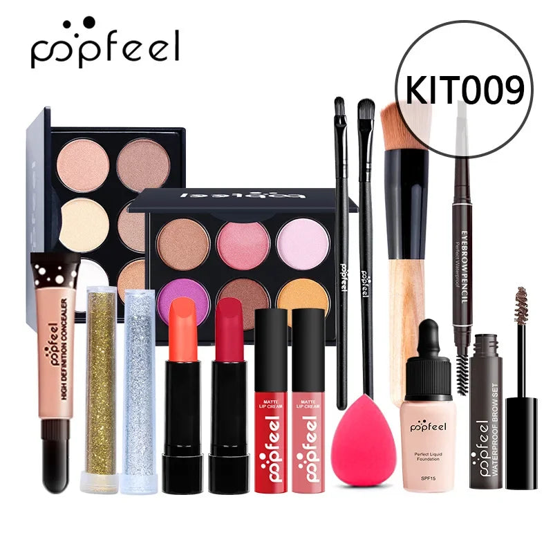 Christmas Makeup Gift Box Foundation Eyeshadow Powder Long Lasting Lip Ink 27 Pieces Birthday Gifts Makeup for Women Full Kit