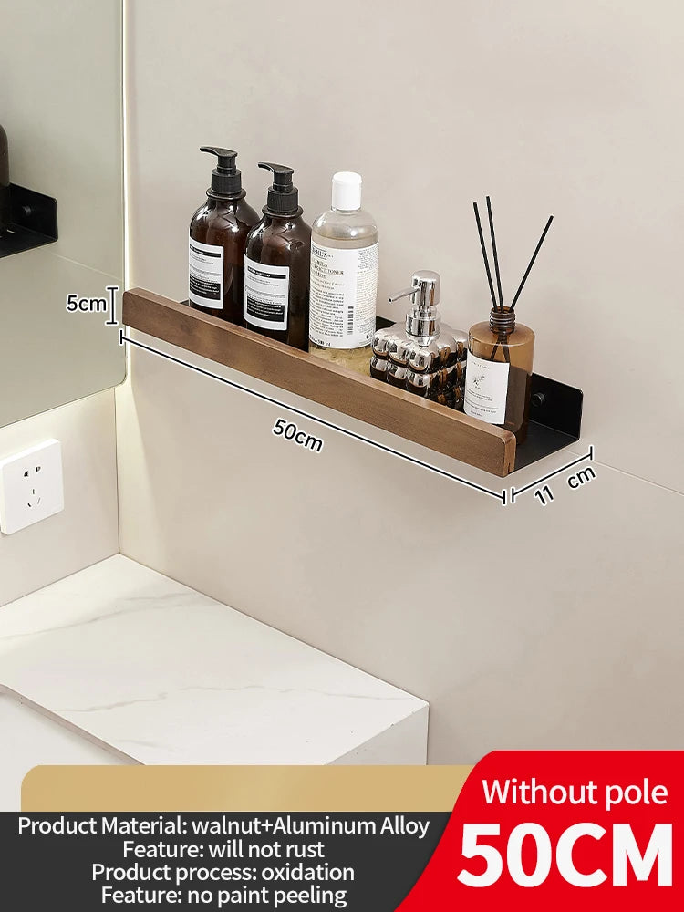 Wood Aluminum Waterproof for Bathroom Shelf Shelves Shampoo Makeup Storage Holder Accessories Kitchen Sorage Bath Accessories