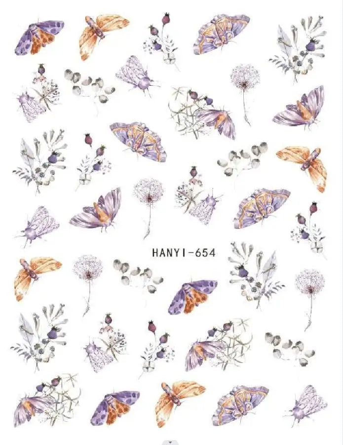 3d Nail Art Decals Geometric Lines Daisy Sunflowers Letters Adhesive Sliders Nail Stickers Decoration For Manicure