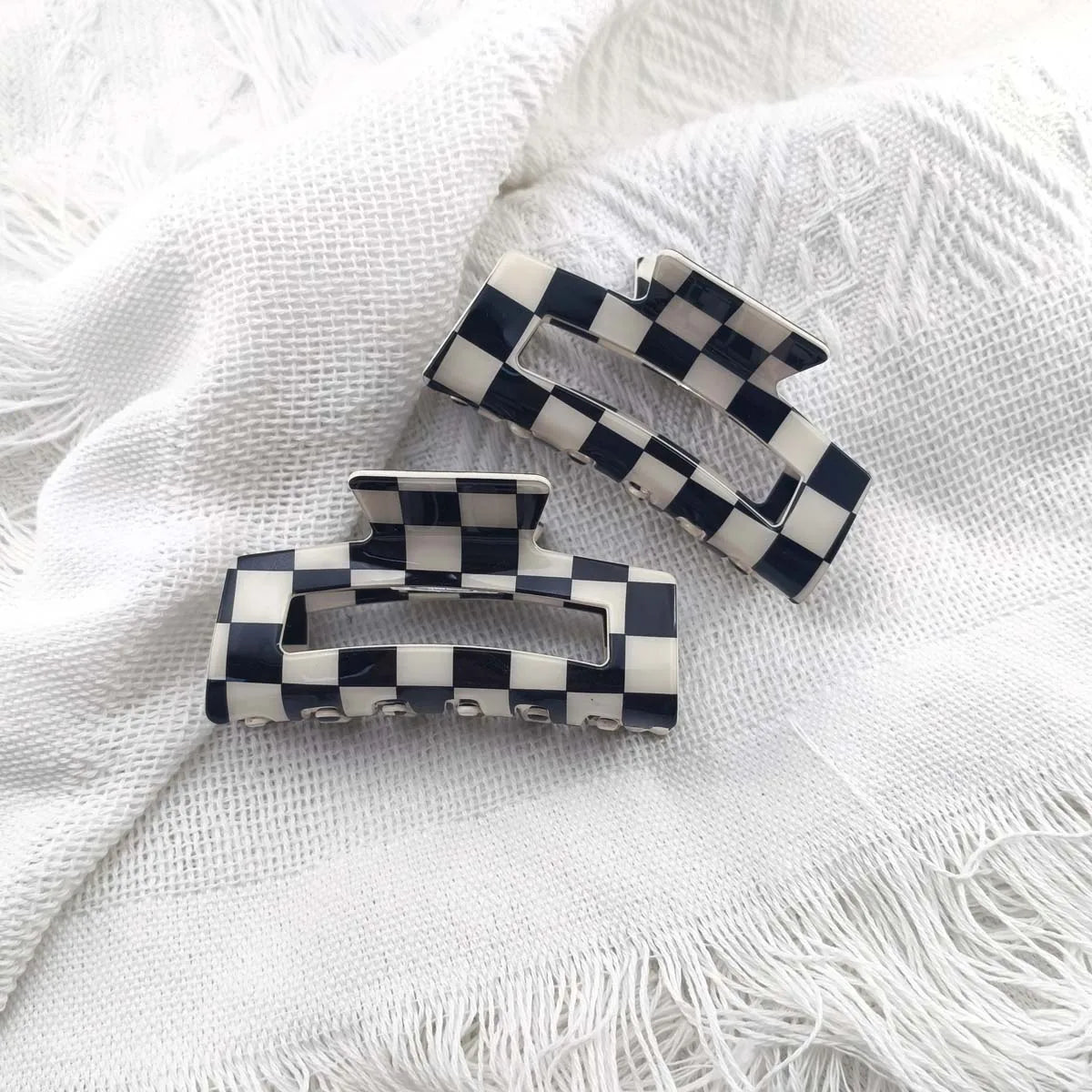 1/6 PCS Colorful Checkered Rectangle Hair Claw Clips For Women Girls Fashion Hair Clips For Styling Claw Clamps Hair Accessories