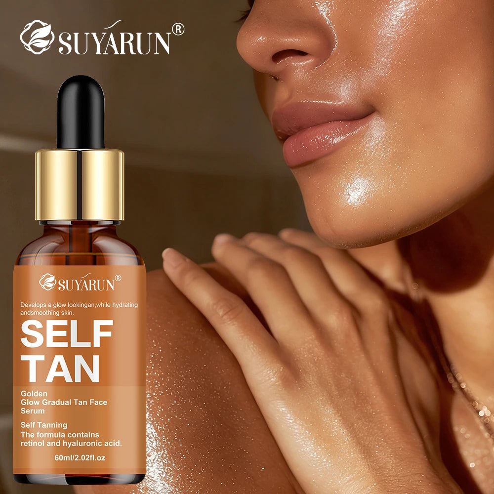 SUYARUN Self-Tanning Serum with Coconut, Jojoba Oil & Aloe – Evens Skin Tone, Gentle Hydration for All Skin Types & Genders.