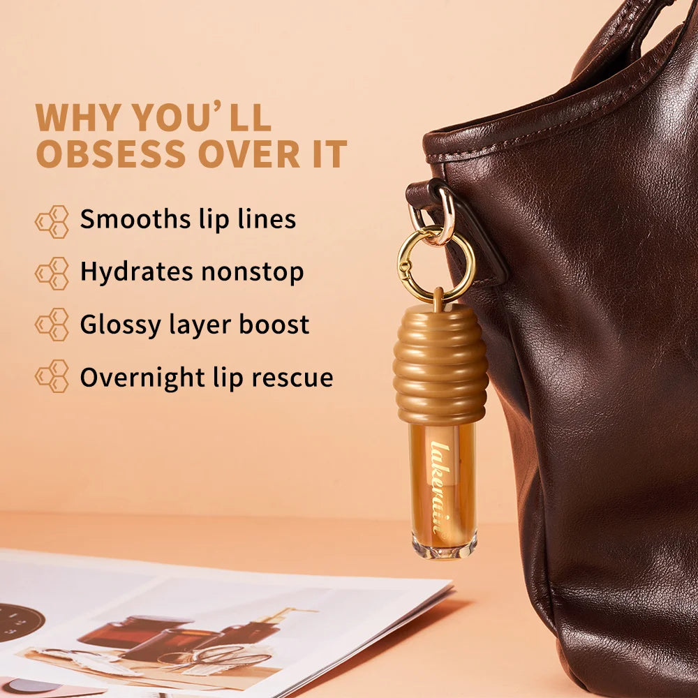 Lip Honey Lip Oil Lip Plumper Hydration Long Lasting Moisturizing Smooth Nourishing Non Sticky Bag Clip Ring Cosmetics Lip Balm