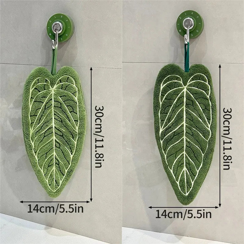 Leaf Hand Towel Bathroom Accessories Absorbent Kitchen Towel Soft Towel Hanging Towels Handkerchief Towels Home Wash Hand Towels