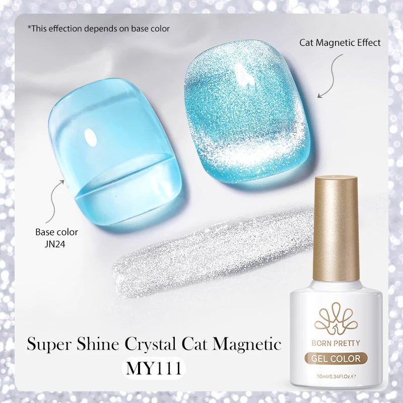 BORN PRETTY 10ml Rhine Lake Blue Cat Magnetic Gel Dark Blue Glitter Soak Off UV Gel Nail Art Varnish Manicure Nail Art Salon