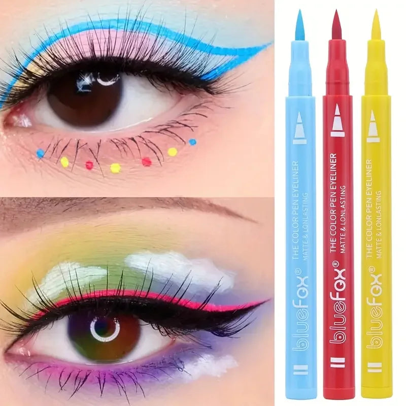 12 color liquid eyeliner liquid pen set, various special makeup, facial paint pen,multi-purpose, multi-color, smooth, waterproof