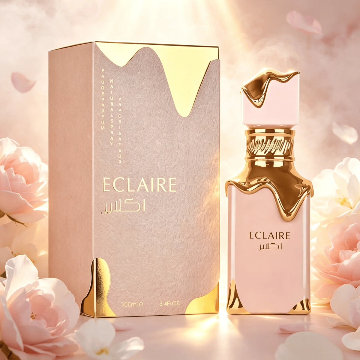 Lattsafa Eclaire Unisex Eau De Parfum Spray 3.40 Ounce 100ml Vanilla Caramel Sweet Floral Gourmand Scent Long‑Lasting Luxury Arabian Dubai Perfume Spray Ideal Scent for Dating Party Wedding Holiday Birthday Gift for Men & W
