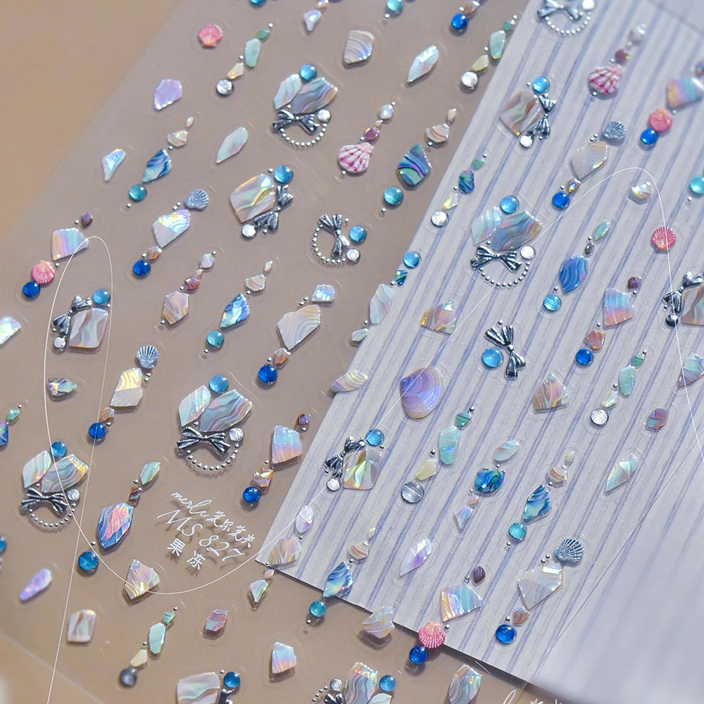 5D Rich Goldfish Nail Stickers Lotus Carp Ribbons Nail Art Appliqués Handmade Creative Nail Art Decorations