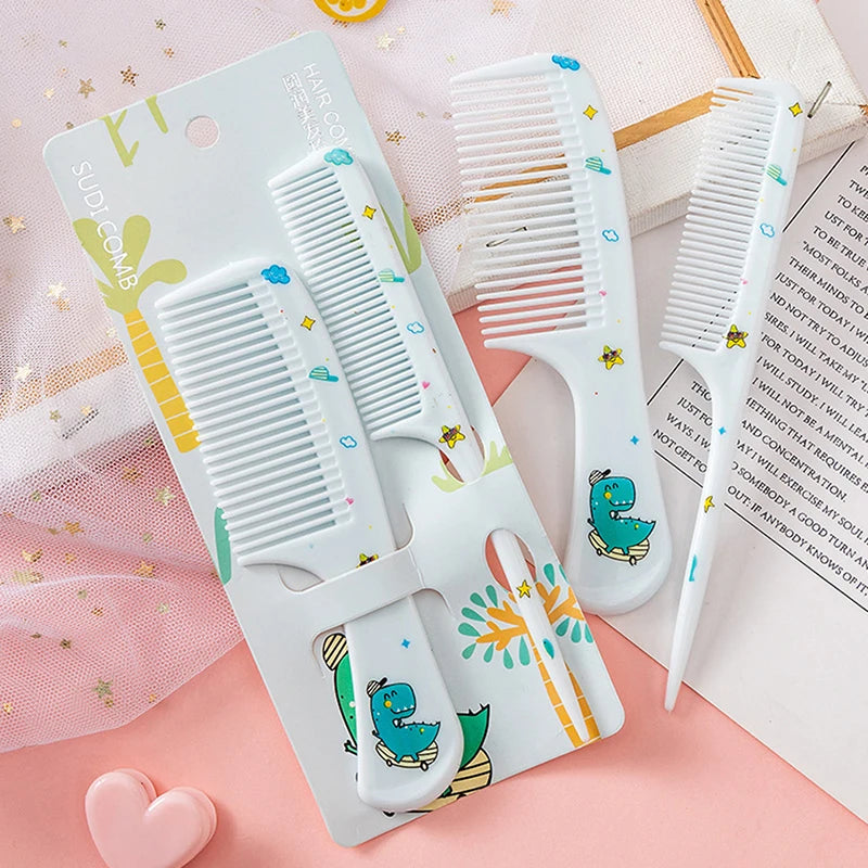 2Pcs/Set Cute Kids Hairdressing Comb Anti-static Pointed Tail Comb for Girls Whale Dinosaur Giraffe Unicorn Hair Cmb Kids