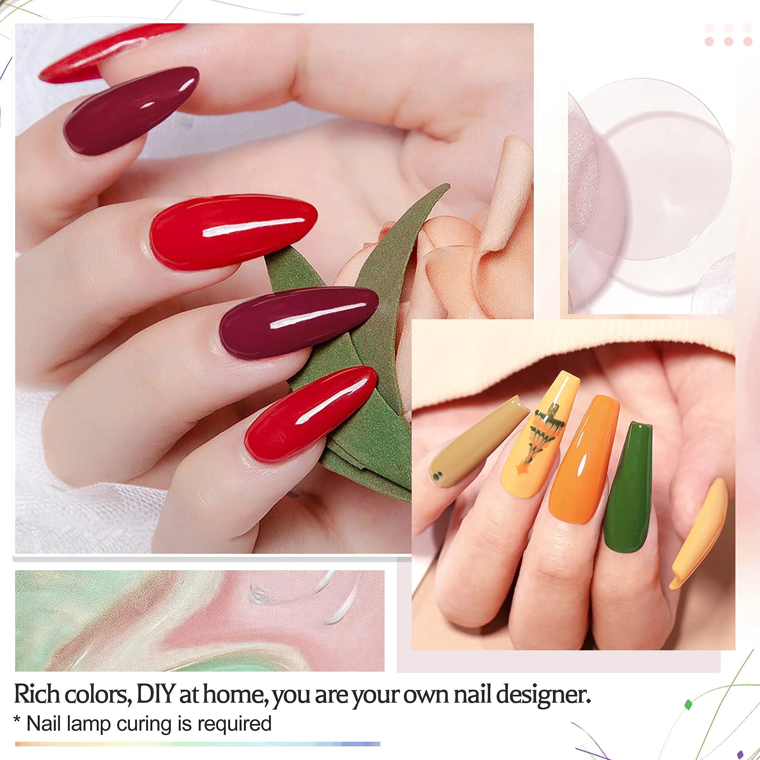 36 pcs Gel Nail Polish Set-32 Colors Gel Polish Kit Base Coat Glossy Matte And Glitter Top Coat Nail Polish Set