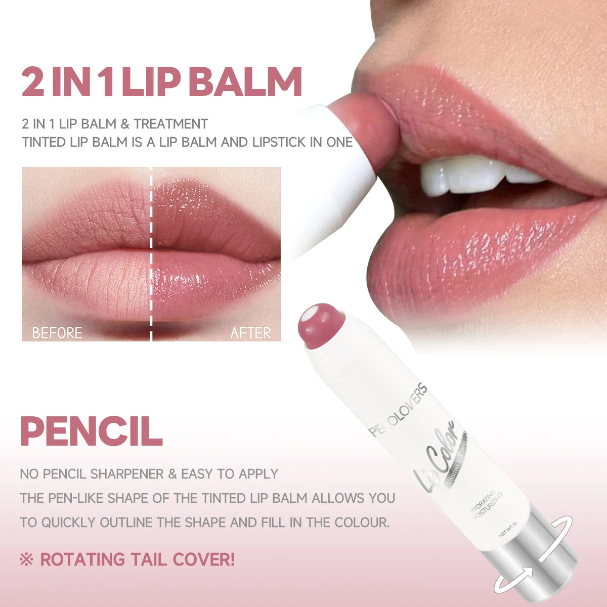 6 Colors Lipstick Pen Waterproof Red Lipstick Non-stick Cup Makeup Lip Liner Pen Cosmetics