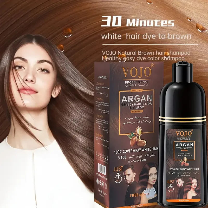 Unisex Adult Black Brown Hair Dye Shampoo,Hair Dye Shampoo Foam, Plant-Based Hair Color,not Damage,Washes Easily,Cover Gray Hair