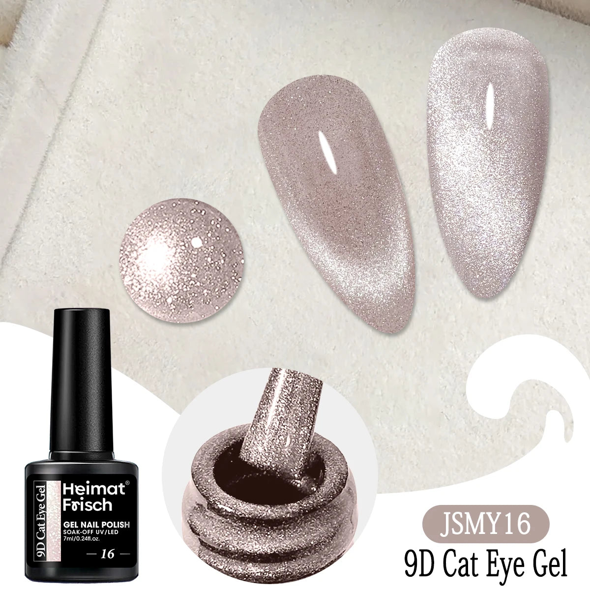 Heimat Frisch Single 0.24oz Crystal Cat Eye Gel Nail Polish - Holographic Glitter, Translucent and Magnetic Effect, Long-Lasting