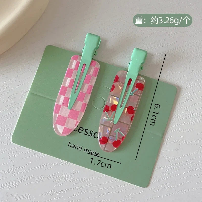 2/4pcs Candy Color Fruit Hair Bang Clip Summer Hairpin No Crease Acrylic Barrette Hair Side Clamp For Girl Hair Accessories