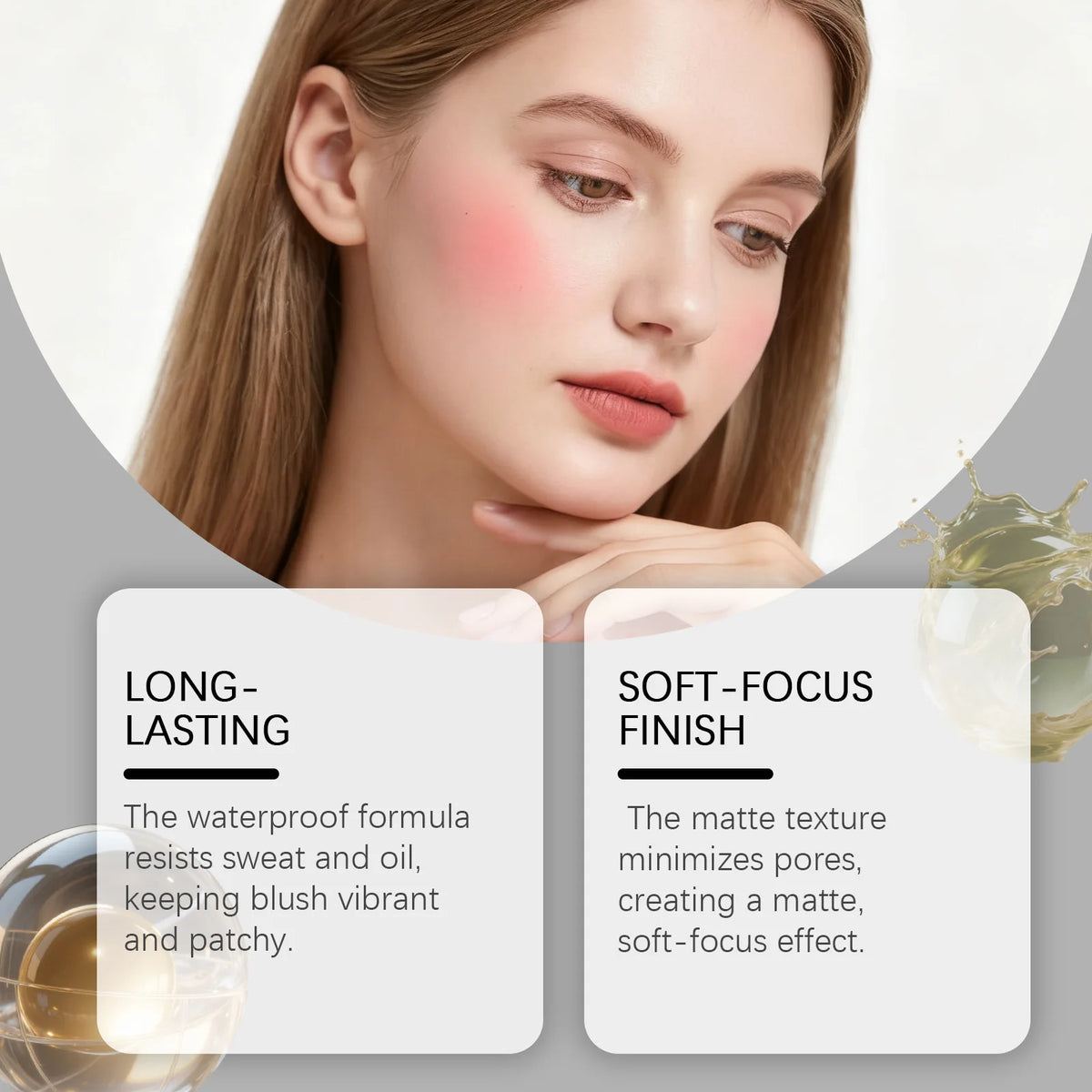 Matte Blush Powder Monochrome Palette Natural Flush Soften Silky Peach Color Face Contour Long Lasting Waterproof Cheek Makeup