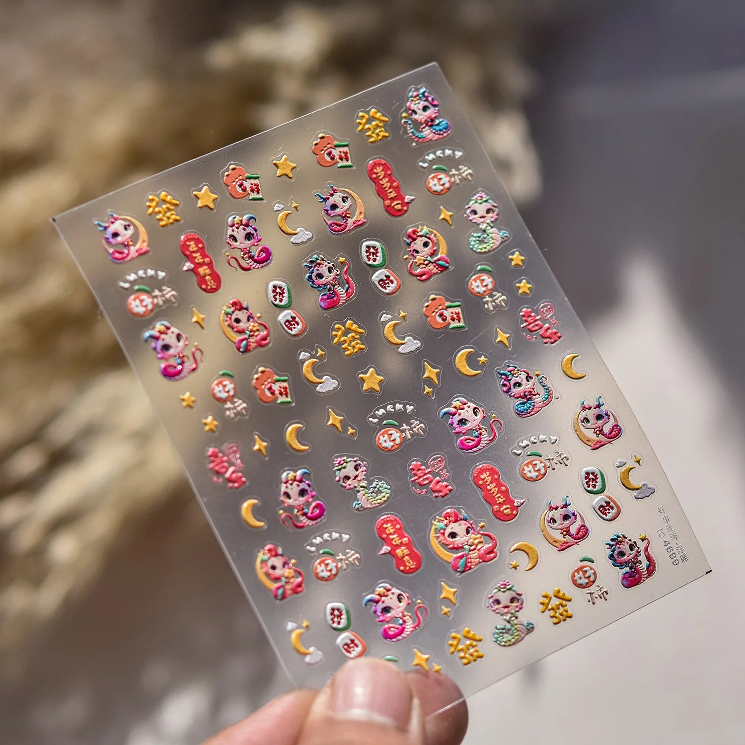 1pcs Japanese Cute Graffiti Lines Nail Art Stickers 5D Embossed Butterfly Rabbit Nail Art Accessory Stickers Self Adhesive Decal