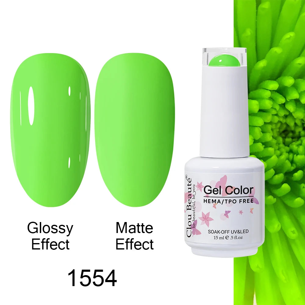 Clou Beaute Gel Nail Polish Neon Brown Royal Blue Red Green Pastal Nude Nail Art Varnishes Gel Lacquer Top Coat UV Gel Nail