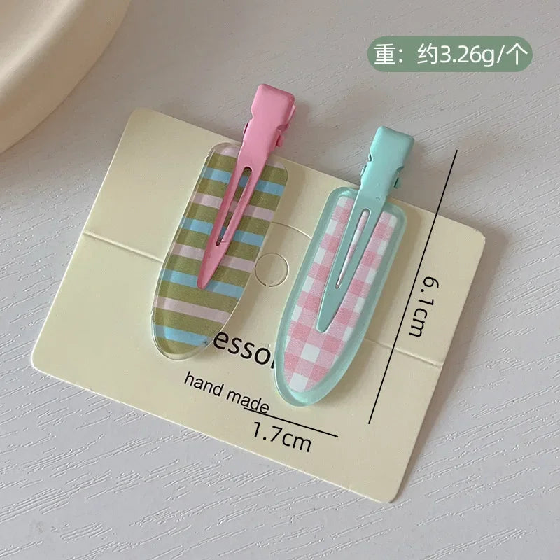 2/4pcs Candy Color Fruit Hair Bang Clip Summer Hairpin No Crease Acrylic Barrette Hair Side Clamp For Girl Hair Accessories
