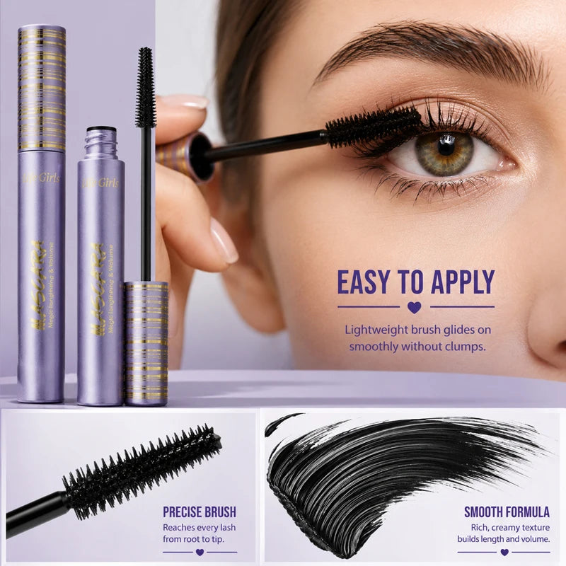 Life Girls Waterproof Mascara Lengthening Volumizing Curling Black Mascara Smudge Proof Long Lasting Thick Lashes Eye Makeup