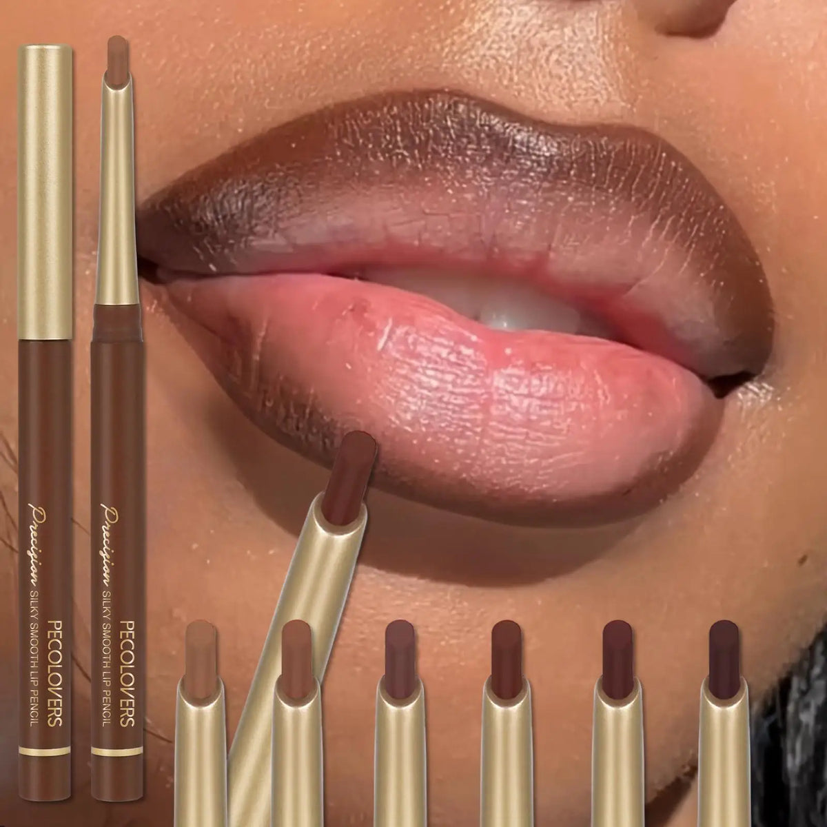 Matte 6-colors Lip Liner Pencil Bevel Design Nib Lip Contour Lipstick Nude Brown Lipstick Pencil Natural Lasting Lipliner Makeup