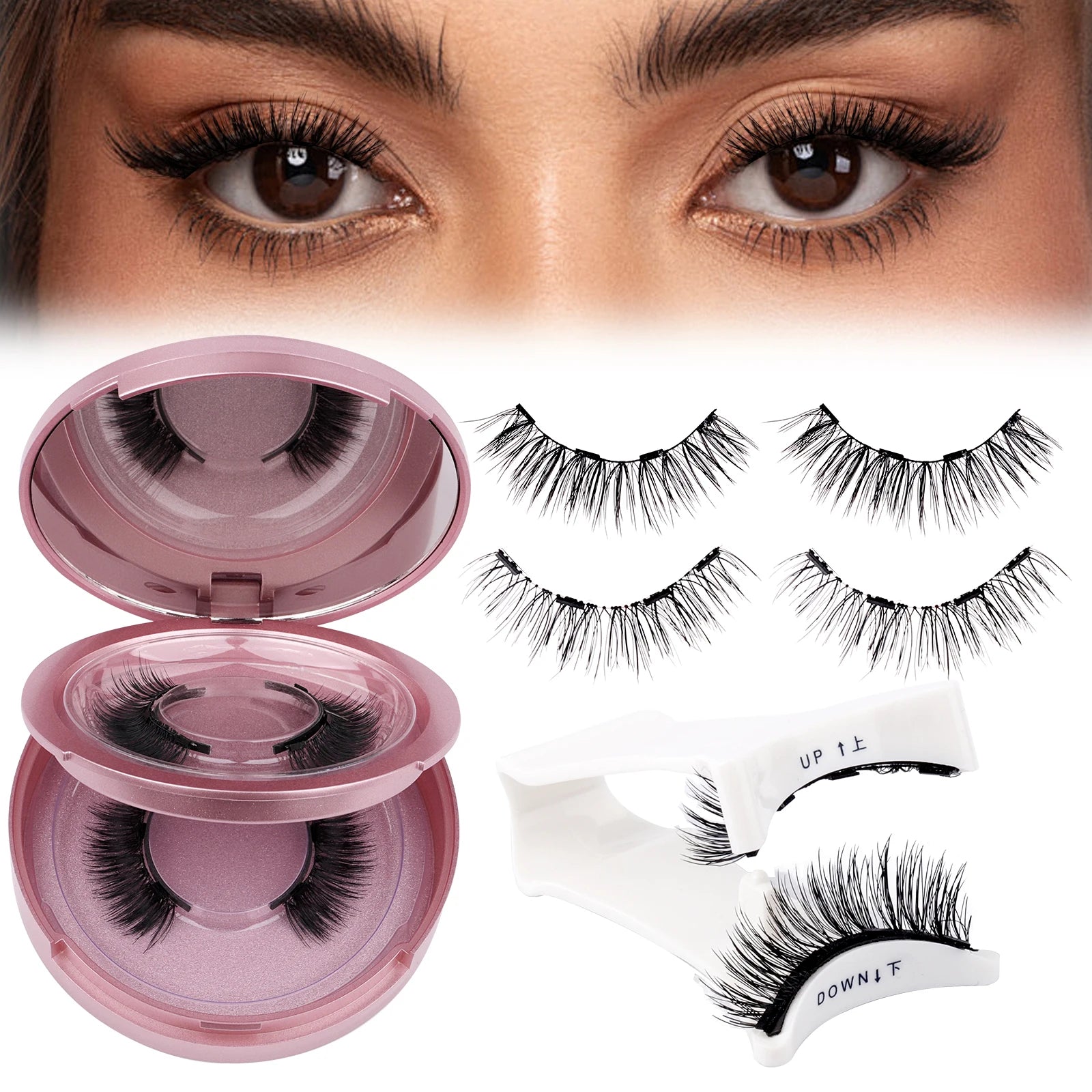 GEMERRY Magnetic Eyelashes with Applicator Natural Look Reusable Soft Strip False Lashes No Glue Makeup Kit Easy to Wear  Remove