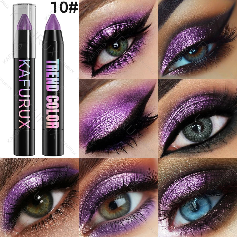 1PC Metallic Glitter Eyeshadow Pencil Waterproof Pearlescent Nude Eye Shadow Green Blue Brown Makeup Gift Eye Pen Cosemtic