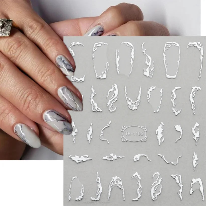 Nail Stickers 3D  Metal Line Sliver Gold Thorns Vine Curve Stripe Lines Tape Swirl Sliders Manicure Adhesive Gel Nail Art Decals