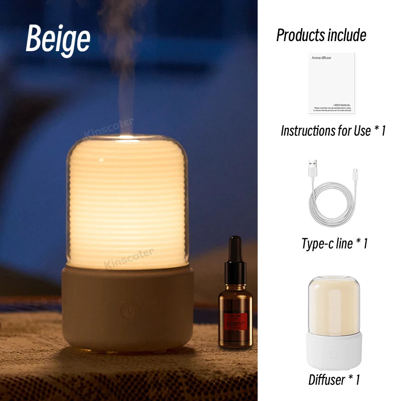 KINSCOTER Home Portable Aroma Diffuser USB Air Humidifier Essential Oil Night Light Cold Mist Maker Sprayer for Gift Bedroom