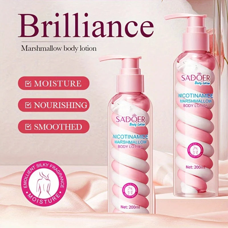 200ml(6.76fl.oz) Niacinamide Marshmallow Beauty Body Lotion, Moisturizing And Nourishing Skin, Restore Soft And Delicate, Moist