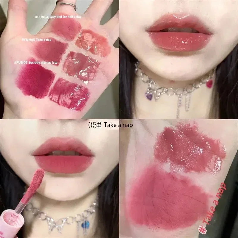 Double Head Lip Gloss Matte Velvet Sexy Red Tint Liquid Lipstick Waterproof Lipgloss Lasting Lip Glaze Korean Makeup Cosmetics