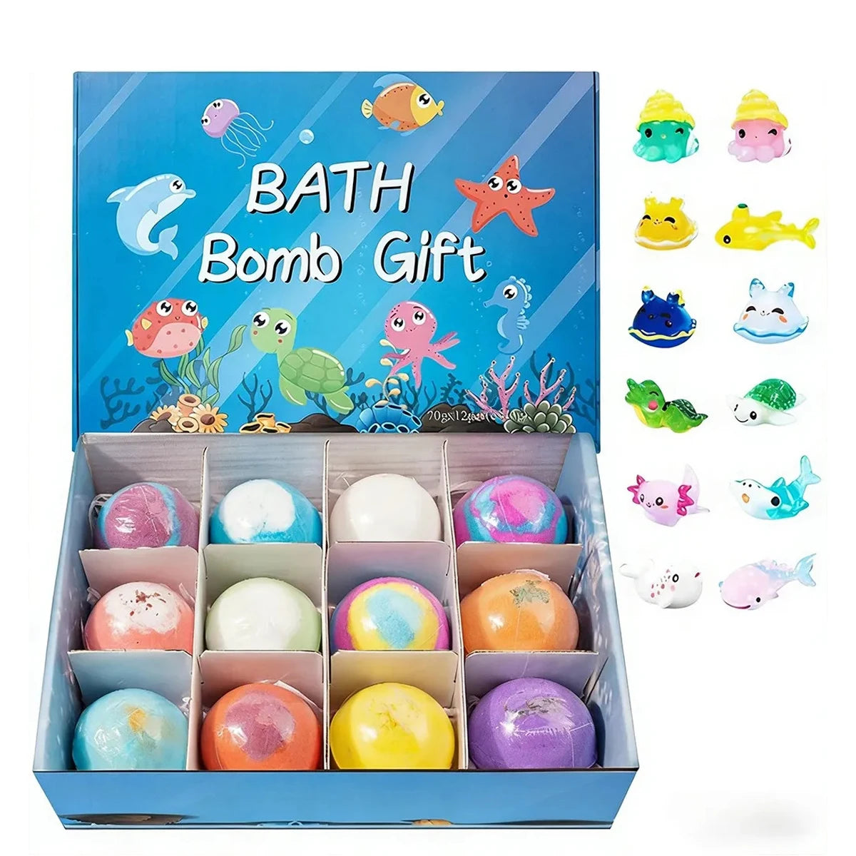 6-12PCS  Kids Bath Bombs Natural Mega Bubbles Surprise Ocean Toys Gift Set Skin Friendly Bathing Kit for Boys and Girls