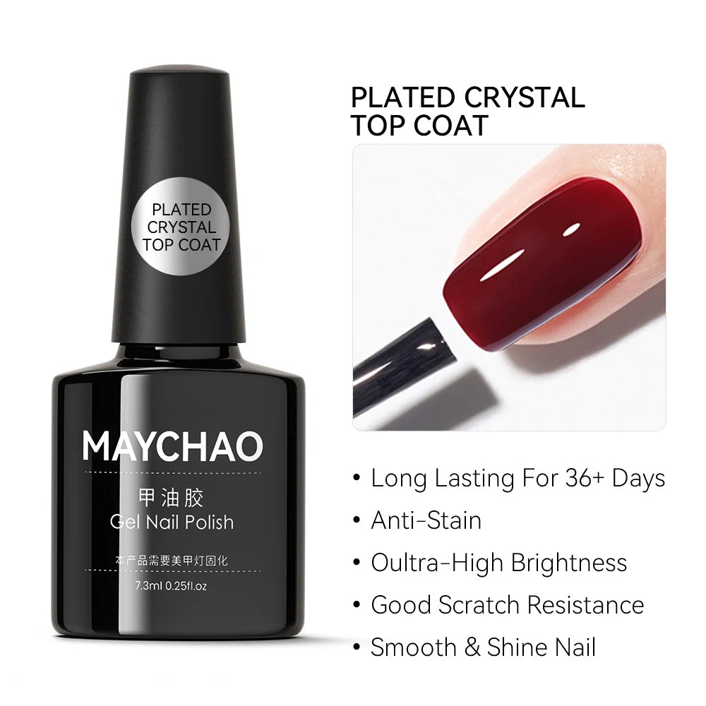MAYCHAO Glitter Gel Nail Polish 7.3ml Semi-permanent Sequins Shiny Gel Base Top Coat Soak Off UV LED Varnish Nail Art Decoration