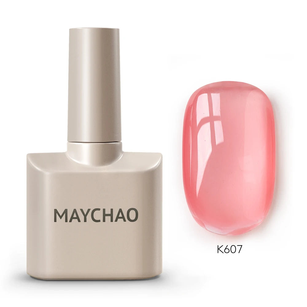 MAYCHAO Cherry Red Gel Nail Polish 12ml Glossy Semi Permanent Soak Off UV LED Frosted Gel Nails Base Painting Varnish