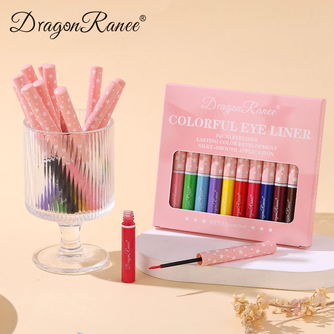 12Pcs/Set Eyeliner Pen Set, Quick-Drying, Smooth, Non-Smudging, Ultra-Fine, Long-Lasting, Non-Fading, Precise Application, Holiday Party Eyeshadow Pen Set