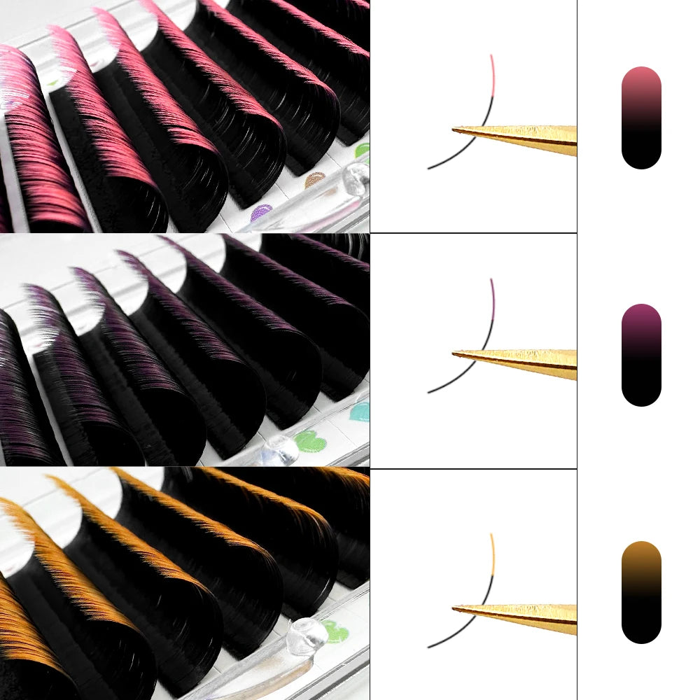 ABONNIE Ombre Colored Classic Volume Eyelash Extensions Handmade Fluffy Colored Lashes Volume Supplies