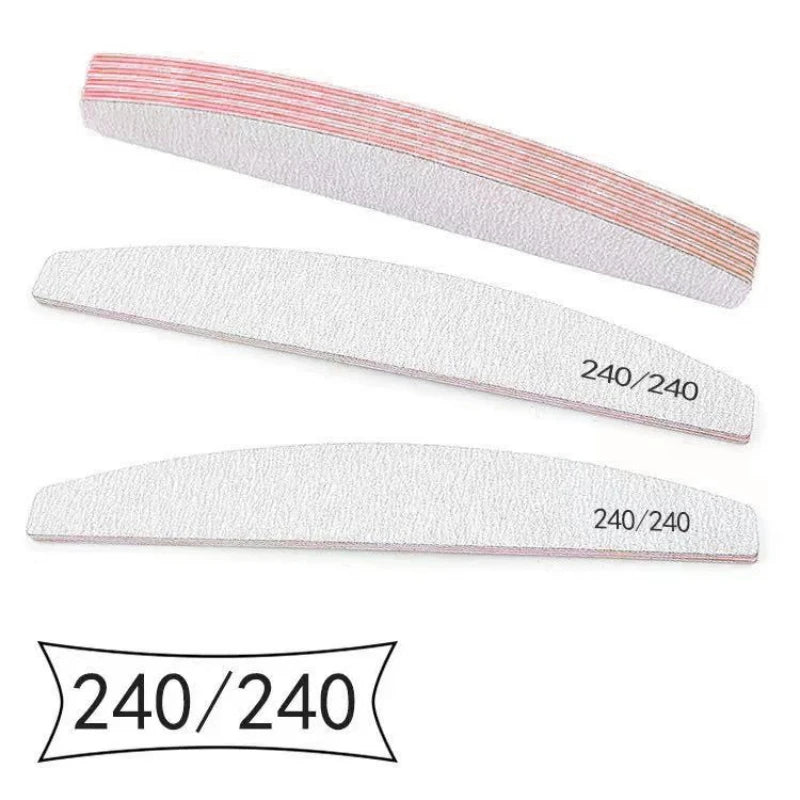 1/3/5/10Pcs Professional Nail File 80/100/150/180/240 Sandpaper Strong Thick Sanding Half Moon Lime nail accessories and Tools