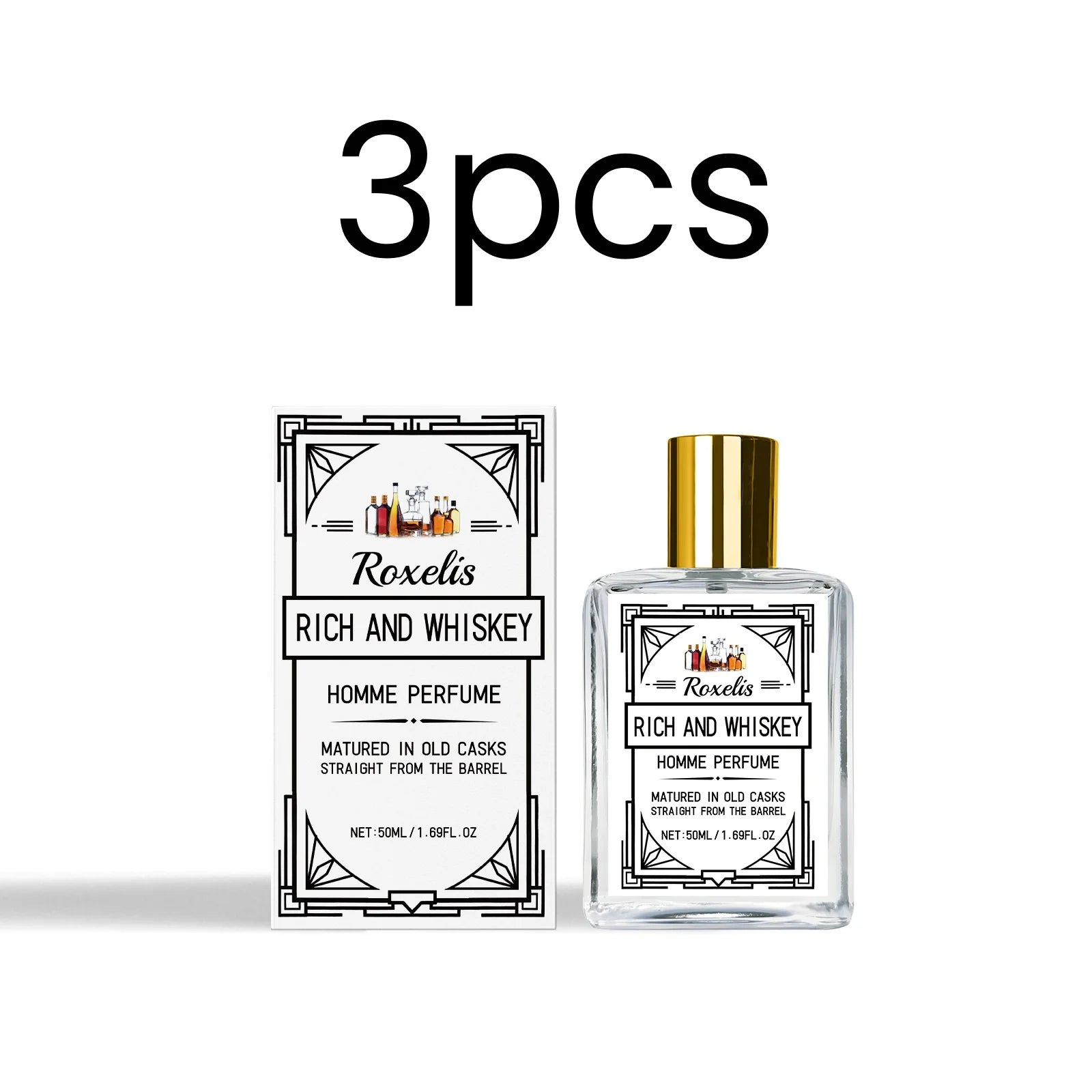 Roxelis Whiskey Scent Perfume Exude Elegance Lasting Charm Boost Confidence Light Fragrance Level Fragrance Spray for Men 50ml